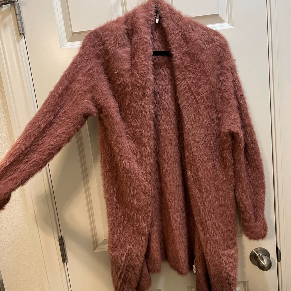 Cozy Pink Fuzzy Cardigan - Picture 3 of 7